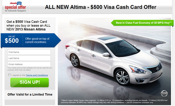 Nissan Altima $500 Rebate